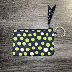 Vera Bradley Zip-Up ID and Card Holder Lucky Dot Navy Blue and Green Polka Dot Photo 4