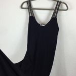 ZARA  Black Midi Dress Small Ribbed Knit Jersey Crochet Strap Vacation Photo 8