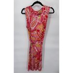 CHAPS  Faux Wrap Dress Womens XL‎ Red Vibrant Paisley Print Polyester Belt Photo 6