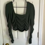ZARA  Green Fitted Ruched Cut Out Crop Top Photo 3