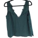 Elle Rae Womens Tank Top Lace Trim V Neck Dark Green M Size M Photo 0