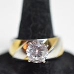 Source Unknown New Classy Design Gold & Silver Tone Wide Band Crystal Size 9 Ring Photo 2
