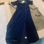 Merokeety Women's V Neck Wrap Velvet Maxi Dress Bell Sleeve Split Bridesmaid Cocktail Photo 5