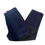 Free People Sandrine Rose x Pants Size 27 NWT French Worker Blue/Black Pinstripe Photo 5