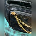 Black Quilted Patent Leather Fanny Pack with Gold Chain Zip Photo 8