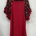 Umgee  L Ruffled Mini linen blend Sundress Raglan tiered Sleeves distressed hem Photo 0