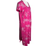 Vintage 90s Floral Cotton Maxi Dress Medium Pink Short Sleeve Scoop Neck Photo 4