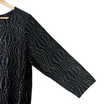 JM Collection  Metallic Wave Print Blouse Womens 1X Black Gold 3/4 Glam Modest Photo 3