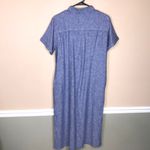 C&C California Women’s Linen Blend Blue Mother of Pearl Button-Up Maxi Dress Photo 5