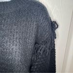 Treasure & Bond  Mixed Stitch Balloon Sleeve  Fringe Sweater Black Crew S NWT Photo 5