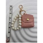 NWT‎ Mini Purse Keychain Pink Faux Leather with Pearl Handle, Coin Holder Photo 2