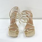 Steve Madden Shantelle Ankle Wrap Strappy Square Toe Sandals Gold Snake 8.5 Photo 5
