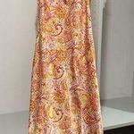 Paisley slip mid length dress w/ slit Orange Size XS Photo 0