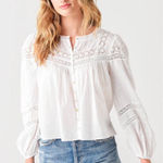 Love Shack Fancy Badyn Blouse Shirt Button-Down Long Sleeve Boho White Size Large Photo 0