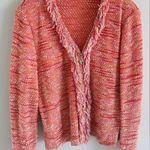 St. John Sport Orange Zip Up Fringe Cardigan Size XL Photo 0