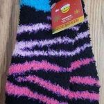 Joe Boxer Womens Cozy Multicolor Fuzzy Crew Socks Shoe Size 4-10 Zebra Animal Print Photo 0