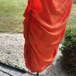 ZARA  orange satin spaghetti strap ruched dress Photo 2