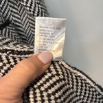 None Chic Black and White Herringbone Coat Jacket 3 Buttons Mock Neck Collar Size L Photo 2