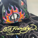 Ed Hardy  Black Zip-Up with Red and Blue Fish Design Photo 8