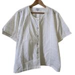 Cose d'altri Compi Eyelet Blouse Button Front Short‎ Sleeve Top White XXL Photo 0