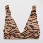 Aerie NWT!  Pique Triangle Bikini Top Brown Black Animal Print - Size XL Photo 2