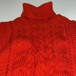 Vintage hand Knit cable knit turtleneck Sweater Fisherman Core C33 Red Photo 5