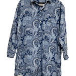 Ralph Lauren Lauren  Dress  BLUE Paisley Button Down Shirt Dress Oversized  SMALL Photo 0