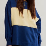 Free People Strawberry Sweatshirt Top Oversized Pullover Colorblock Oceana Sz M Photo 0