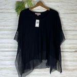 Philosophy NWT  Black Lace Trimmed Lightweight Boxy Poncho Shawl Photo 0