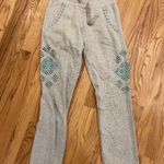 Lucky Brand  SWEATS Gray Lotus Joggers Turquoise Studded Sweatpant XS Photo 0