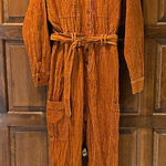 Urban Outfitters Adam Corduroy Coverall Jumpsuit Orange Belted Size Medium UO Photo 0