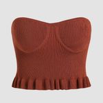 Cider Rib Knit Ruffle Hem Corset Tube Top Photo 0