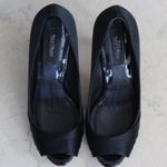 White House | Black Market WHBM | Black Satin Peep Toe Stiletto Photo 2