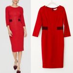 Boden Petite Laura Midi Dress Ottoman Sheath Drummer Red Textured Size 2P Photo 1