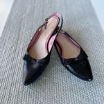Kenneth Cole Reaction Black Leather Bow Kitten Heels Slingback Pumps Sz 7 Photo 8