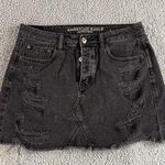 American Eagle Outfitters Denim Skirt Womens 8 5 Button Fly Distressed Ripped Photo 0