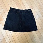 Forever 21  Black Denim A Line Jean Mini Skirt Cargo Pockets - size 27 Photo 1