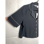 Jason Wu NEW  Pajama Top Womens Medium Black Satin Sleep Button Front Medium Photo 1