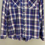 Caslon Shirt Women Plaid Cotton Viscose Size Small Long Sleeve Blue White Red Photo 4