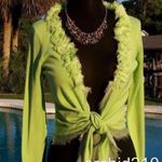 Cache Apple Green Embellished Hidden Bead Rhinestone Shrug Wrap Top New $118 NWT Photo 2