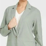 A New Day  Sage Green Linen Blend Single Breasted Casual Blazer Jacket size M Photo 0