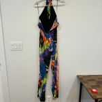 Natori Womens Jumpsuit 2 Tropical Wide Leg Halter Tie Backless Bright Vacation Photo 1