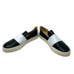 Stuart Weitzman  Leather Colorblock‎ Slip-on Sneakers Black White Size 8.5 Photo 2