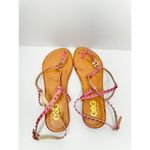 GBG Los Angeles T Strap Sandals Size 7 Pink Gold Logo Ankle Strap Pink Photo 4