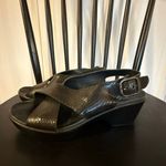 Dansko Jacinda slingback black leather cross strap wedge sandals 38/8 Photo 6