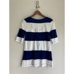 Old Navy  Navy & White Striped Ruffle Front Henley Tee - Size M Photo 3
