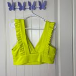 SheIn EUC women’s neon bright yellow ruffle strap cropped v-neck stretch tank L Photo 2