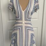 Lovers + Friends  Cassidy Mini Dress Bella Scarf Print V-Neck Blue White Sz XS Photo 3