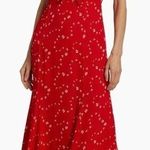 Reformation NWOT Talleen Red Floral Print Ruffle maxi cap sleeves Dress sz 4 Photo 0