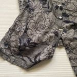 C&C California  gray blue floral button back cap sleeve linen shirt, size large Photo 1